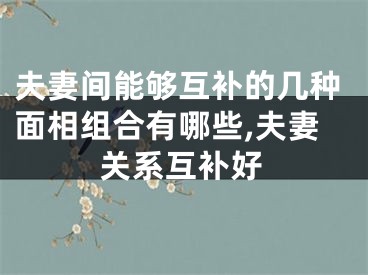 夫妻间能够互补的几种面相组合有哪些,夫妻关系互补好