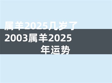 属羊2025几岁了 2003属羊2025年运势
