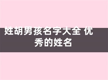 姓胡男孩名字大全 优秀的姓名