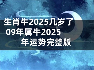 生肖牛2025几岁了 09年属牛2025年运势完整版