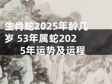 生肖蛇2025年龄几岁 53年属蛇2025年运势及运程
