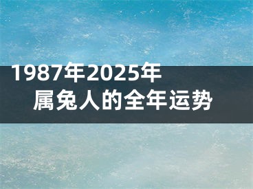 1987年2025年属兔人的全年运势