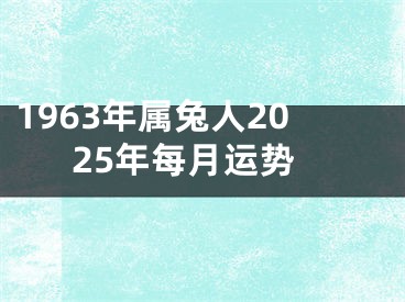 1963年属兔人2025年每月运势