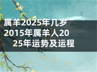 属羊2025年几岁 2015年属羊人2025年运势及运程