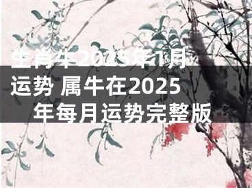生肖牛2025年1月运势 属牛在2025年每月运势完整版