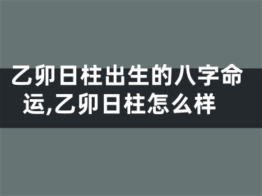 乙卯日柱出生的八字命运,乙卯日柱怎么样