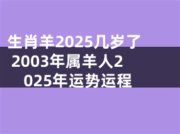 生肖羊2025几岁了 2003年属羊人2025年运势运程