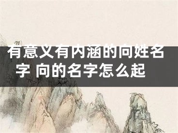 有意义有内涵的向姓名字 向的名字怎么起