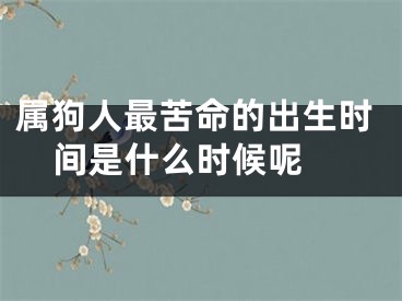 属狗人最苦命的出生时间是什么时候呢 