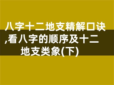 八字十二地支精解口诀,看八字的顺序及十二地支类象(下)