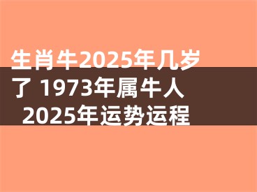 生肖牛2025年几岁了 1973年属牛人2025年运势运程