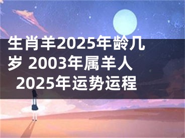 生肖羊2025年龄几岁 2003年属羊人2025年运势运程