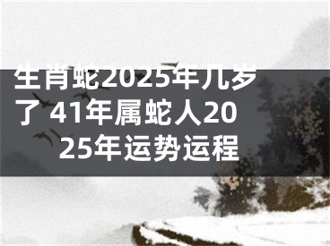 生肖蛇2025年几岁了 41年属蛇人2025年运势运程