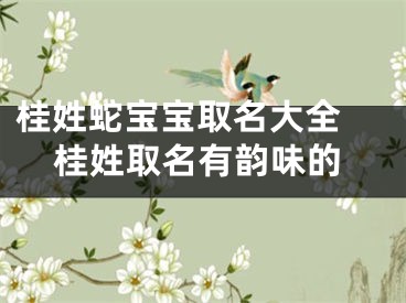 桂姓蛇宝宝取名大全 桂姓取名有韵味的