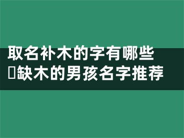 取名补木的字有哪些 ​缺木的男孩名字推荐