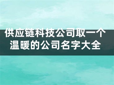 供应链科技公司取一个温暖的公司名字大全
