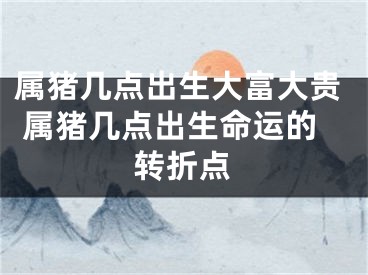 属猪几点出生大富大贵 属猪几点出生命运的转折点