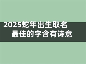 2025蛇年出生取名最佳的字含有诗意