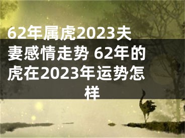 62年属虎2023夫妻感情走势 62年的虎在2023年运势怎样