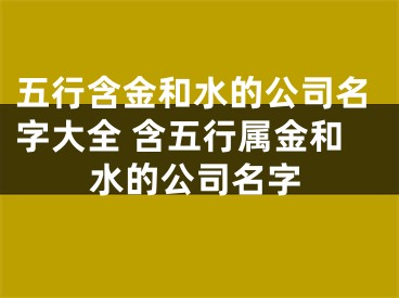五行含金和水的公司名字大全 含五行属金和水的公司名字
