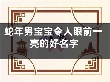 蛇年男宝宝令人眼前一亮的好名字