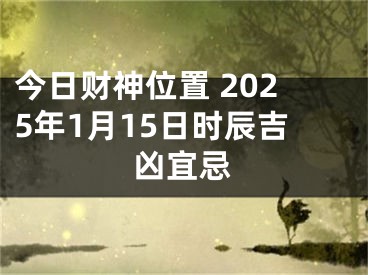 今日财神位置 2025年1月15日时辰吉凶宜忌