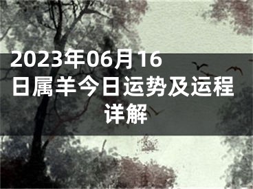 2023年06月16日属羊今日运势及运程详解