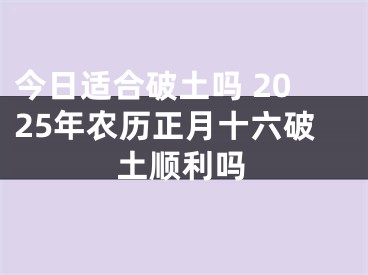 今日适合破土吗 2025年农历正月十六破土顺利吗