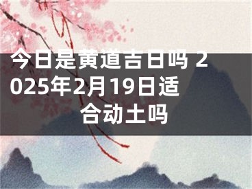 今日是黄道吉日吗 2025年2月19日适合动土吗