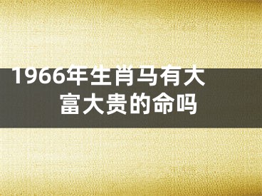 1966年生肖马有大富大贵的命吗