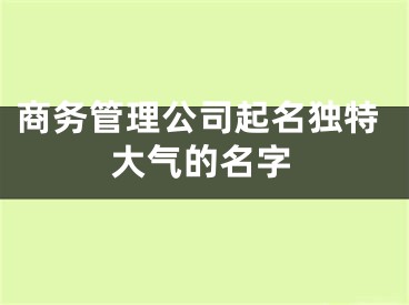 商务管理公司起名独特大气的名字