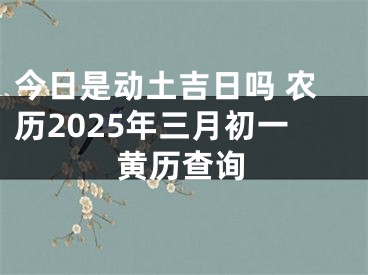 今日是动土吉日吗 农历2025年三月初一黄历查询