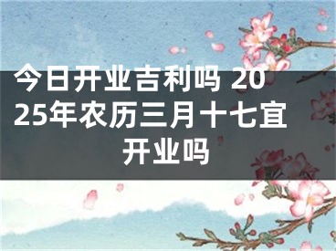 今日开业吉利吗 2025年农历三月十七宜开业吗