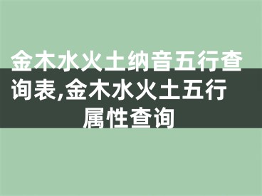 金木水火土纳音五行查询表,金木水火土五行属性查询