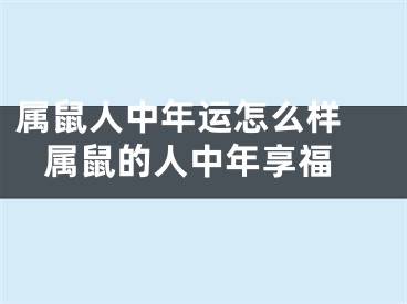 属鼠人中年运怎么样  属鼠的人中年享福