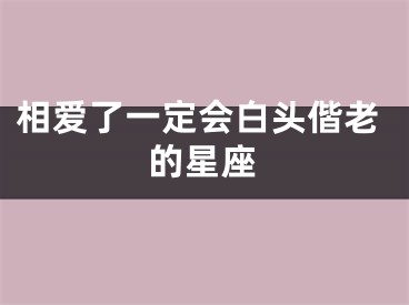 相爱了一定会白头偕老的星座