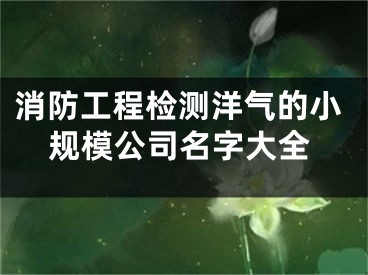 消防工程检测洋气的小规模公司名字大全