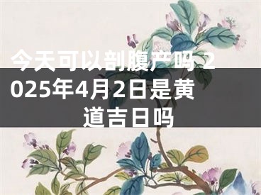 今天可以剖腹产吗 2025年4月2日是黄道吉日吗