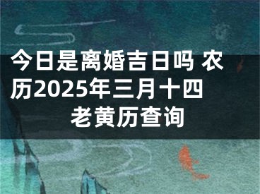 今日是离婚吉日吗 农历2025年三月十四老黄历查询