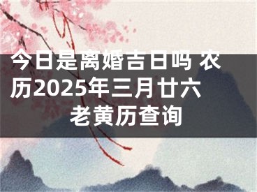 今日是离婚吉日吗 农历2025年三月廿六老黄历查询