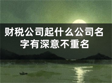 财税公司起什么公司名字有深意不重名
