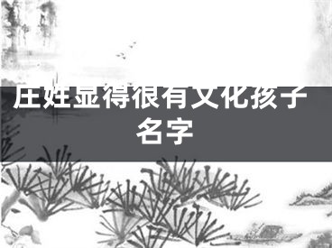 庄姓显得很有文化孩子名字