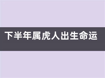 下半年属虎人出生命运