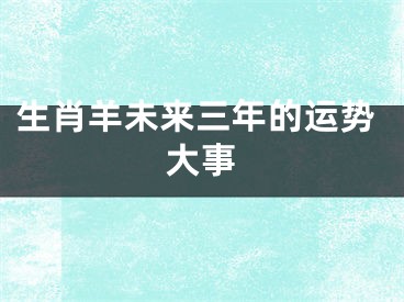 生肖羊未来三年的运势大事