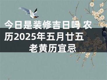 今日是装修吉日吗 农历2025年五月廿五老黄历宜忌
