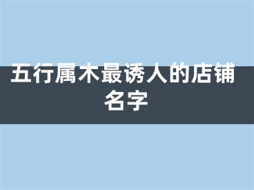 五行属木最诱人的店铺名字