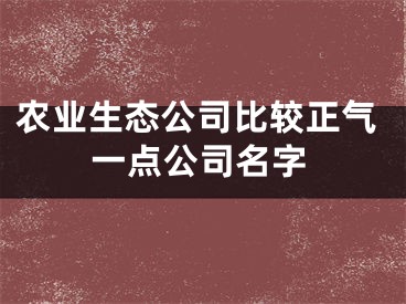 农业生态公司比较正气一点公司名字