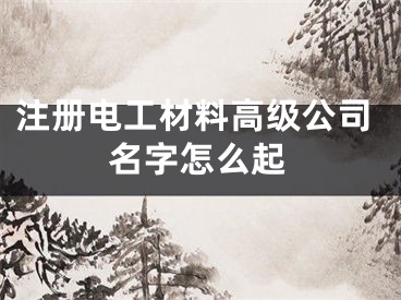 注册电工材料高级公司名字怎么起