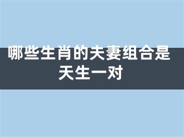 哪些生肖的夫妻组合是天生一对