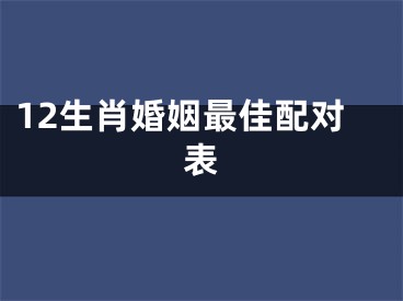 12生肖婚姻最佳配对表